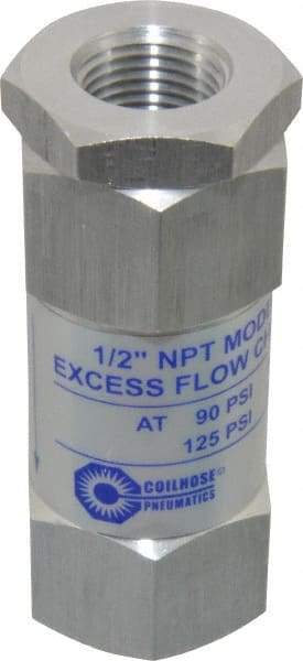 Coilhose Pneumatics - 1/2" Aluminum Check Valve - Inline, FPT x FPT - Exact Industrial Supply