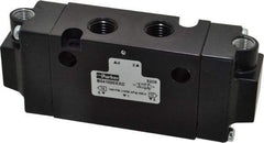 Parker - 1/4", 4-Way Body Ported Stacking Solenoid Valve - 1.4 CV Rate, 1.89" High x 4.7" Long - Exact Industrial Supply