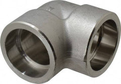 Merit Brass - 1-1/2" Grade 304 Stainless Steel Pipe 90° Elbow - Socket Weld x Socket Weld End Connections, 3,000 psi - Exact Industrial Supply