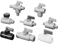 Specialty Mfr - 3/8" Pipe, PVC Standard Ball Valve - Inline - Two Way Flow, Push-to-Connect x Push-to-Connect Ends, Wedge Handle, 125 WOG - Exact Industrial Supply