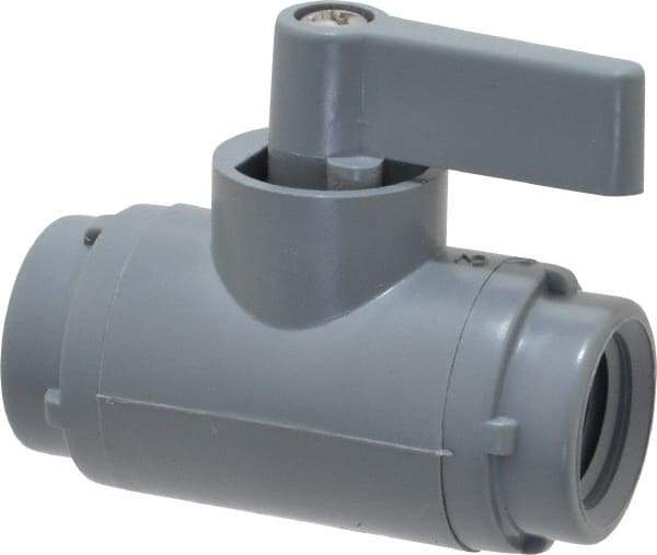 Specialty Mfr - 1/4" Pipe, PVC Standard Ball Valve - Inline - Two Way Flow, FNPT x FNPT Ends, Wedge Handle, 125 WOG - Exact Industrial Supply