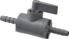 Specialty Mfr - 1/4" Pipe, PVC Standard Ball Valve - Inline - Two Way Flow, Barbed x Barbed Ends, Wedge Handle, 125 WOG - Exact Industrial Supply