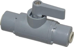 Specialty Mfr - 1/4" Pipe, PVC Standard Ball Valve - Inline - Two Way Flow, Push-to-Connect x Push-to-Connect Ends, Wedge Handle, 125 WOG - Exact Industrial Supply