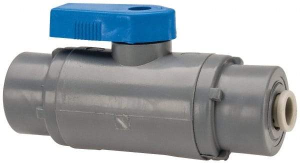Specialty Mfr - 1/4" Pipe, PVC Standard Ball Valve - Inline - One Way Flow, Push-to-Connect x Push-to-Connect Ends, Wedge Handle, 125 WOG - Exact Industrial Supply