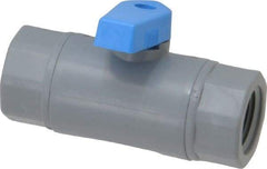 Specialty Mfr - 3/8" Pipe, PVC Standard Ball Valve - Inline - One Way Flow, FNPT x FNPT Ends, Wedge Handle, 125 WOG - Exact Industrial Supply