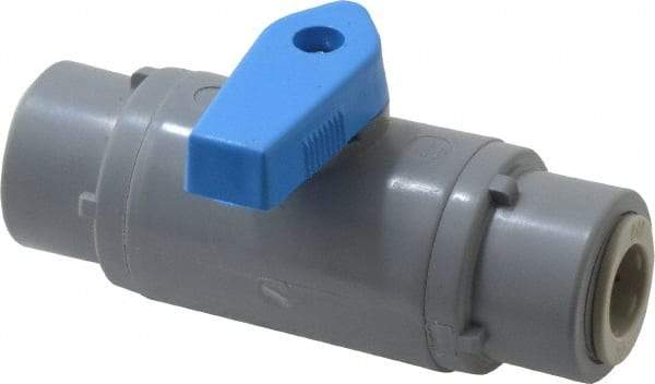 Specialty Mfr - 3/8" Pipe, PVC Standard Ball Valve - Inline - One Way Flow, Push-to-Connect x Push-to-Connect Ends, Wedge Handle, 125 WOG - Exact Industrial Supply