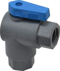 Specialty Mfr - 1/4" Pipe, PVC Standard Ball Valve - Right Angle, FNPT x FNPT Ends, Wedge Handle, 125 WOG - Exact Industrial Supply