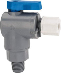 Specialty Mfr - 1/4" Pipe, PVC Standard Ball Valve - Right Angle, MNPT x Compression Ends, Wedge Handle, 125 WOG - Exact Industrial Supply