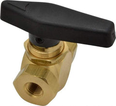 Specialty Mfr - 1/8" Pipe, Brass Standard Ball Valve - Inline - Two Way Flow, FNPT x FNPT Ends, Wedge Handle, 500 WOG - Exact Industrial Supply