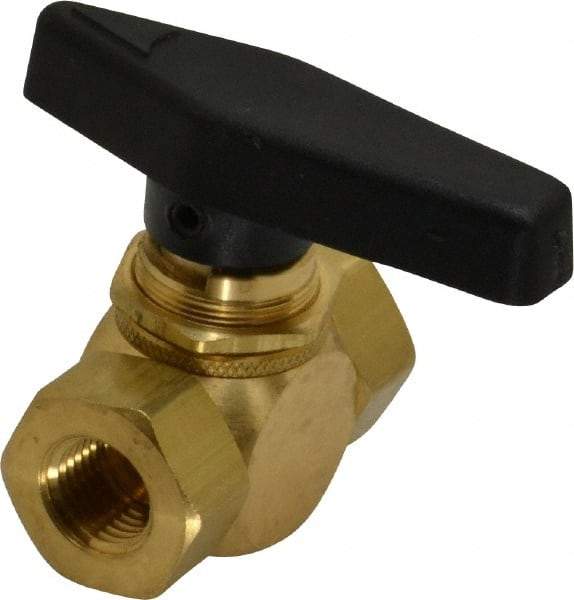 Specialty Mfr - 1/4" Pipe, Brass Standard Ball Valve - Inline - Two Way Flow, FNPT x FNPT Ends, Wedge Handle, 500 WOG - Exact Industrial Supply