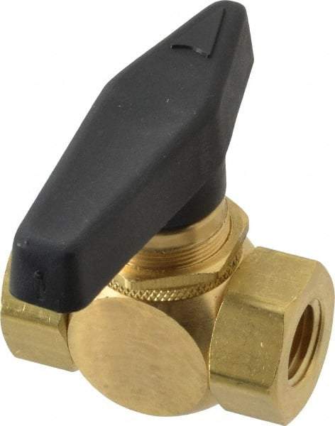Specialty Mfr - 1/4" Pipe, Brass Standard Ball Valve - Inline - Two Way Flow, FNPT x FNPT Ends, Wedge Handle, 500 WOG - Exact Industrial Supply