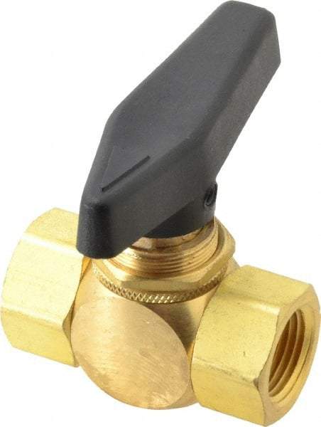Specialty Mfr - 3/8" Pipe, Brass Standard Ball Valve - Inline - Two Way Flow, FNPT x FNPT Ends, Wedge Handle, 500 WOG - Exact Industrial Supply