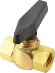 Specialty Mfr - 3/8" Pipe, Brass Standard Ball Valve - Inline - Two Way Flow, FNPT x FNPT Ends, Wedge Handle, 500 WOG - Exact Industrial Supply