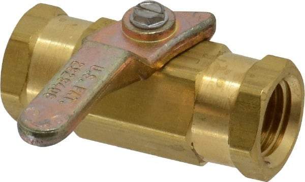 Specialty Mfr - 1/4" Pipe, Brass Standard Ball Valve - Inline - Two Way Flow, FNPT x FNPT Ends, Lever Handle, 500 WOG - Exact Industrial Supply