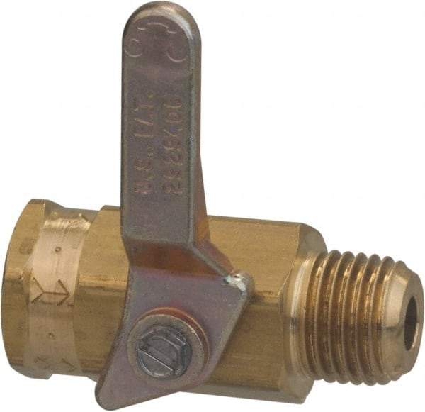 Specialty Mfr - 3/8" Pipe, Brass Standard Ball Valve - Inline - One Way Flow, MNPT x FNPT Ends, Lever Handle, 500 WOG - Exact Industrial Supply