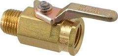 Specialty Mfr - 1/4" Pipe, Brass Standard Ball Valve - Inline - One Way Flow, MNPT x FNPT Ends, Lever Handle, 500 WOG - Exact Industrial Supply