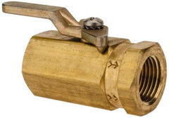 Specialty Mfr - 3/8" Pipe, Brass Standard Ball Valve - Inline - One Way Flow, FNPT x FNPT Ends, Lever Handle, 500 WOG - Exact Industrial Supply