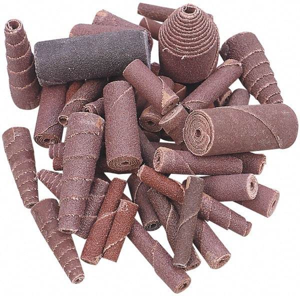 Superior Abrasives - 1-1/2" Long x 5/8" Diam, Aluminum Oxide, Full Taper Cartridge Roll - 50 Grit, 1/8" Pilot Hole Diam, Coarse Grade - Exact Industrial Supply