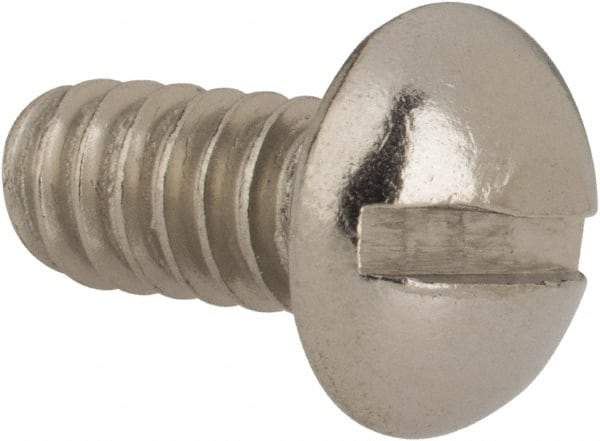Value Collection - #10-24 UNC, 3/8" Length Under Head Slotted Drive Machine Screw - Round Head, Grade 316 Stainless Steel, Uncoated, Without Washer - Exact Industrial Supply