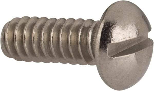 Value Collection - #10-24 UNC, 1/2" Length Under Head Slotted Drive Machine Screw - Round Head, Grade 316 Stainless Steel, Uncoated, Without Washer - Exact Industrial Supply