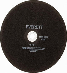 Everett - 14" Aluminum Oxide Cutoff Wheel - 1/8" Thick, 1" Arbor, Use with Gas Powered Saws - Exact Industrial Supply