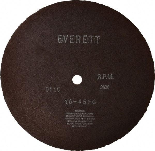 Everett - 16" Aluminum Oxide Cutoff Wheel - 5/32" Thick, 1" Arbor, Use with Gas Powered Saws - Exact Industrial Supply