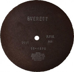 Everett - 16" Aluminum Oxide Cutoff Wheel - 5/32" Thick, 1" Arbor, Use with Gas Powered Saws - Exact Industrial Supply