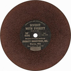 Everett - 18" Aluminum Oxide Cutoff Wheel - 3/16" Thick, 1" Arbor, Use with Gas Powered Saws - Exact Industrial Supply