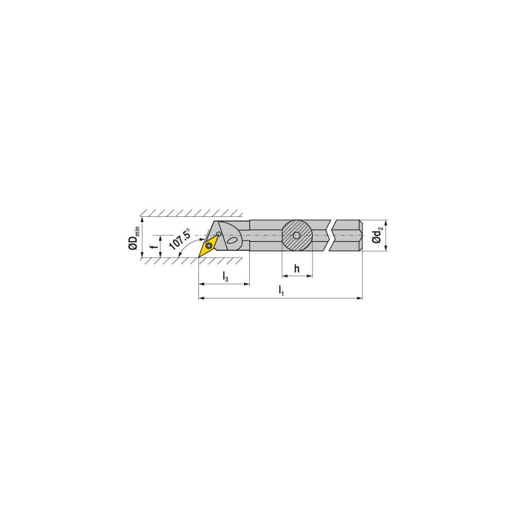 Indexable Boring Bar:  S24V SVQCR 3,  107.50&deg N/A Steel 16.0000″ OAL,  Screw Clamping,