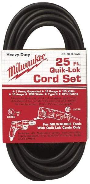 Milwaukee Tool - Power Drill Quik-Lok Cord Set - For All Magnum Drills - Exact Industrial Supply