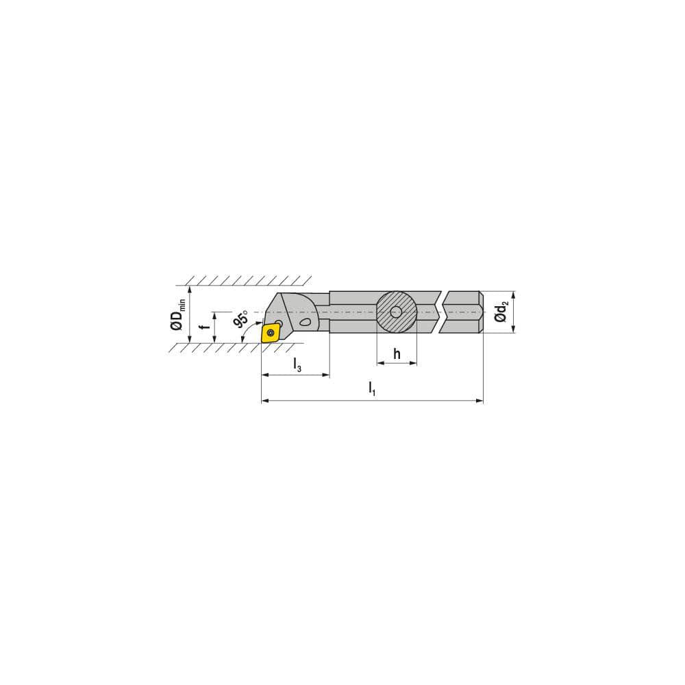 Indexable Boring Bar:  A10H SCLCR 06,  13.00 mm Min Bore,  10.00 mm Shank Dia,  95.00&deg N/A Steel 100.0000″ OAL,  Screw Clamping,