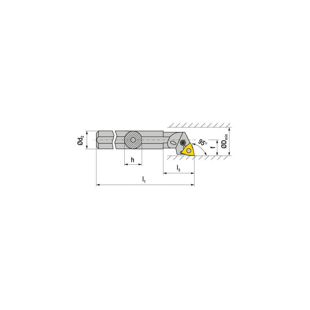 Indexable Boring Bar:  A25R PWLNL 06,  32.00 mm Min Bore,  25.00 mm Shank Dia,  95.00&deg N/A Steel 200.0000″ OAL,  Lever Clamp,