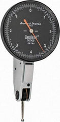 TESA Brown & Sharpe - 0.008 Inch Range, 0 Inch Dial Graduation, Horizontal Dial Test Indicator - 1-1/2 Inch Black Dial, 0-4-0 Dial Reading - Exact Industrial Supply