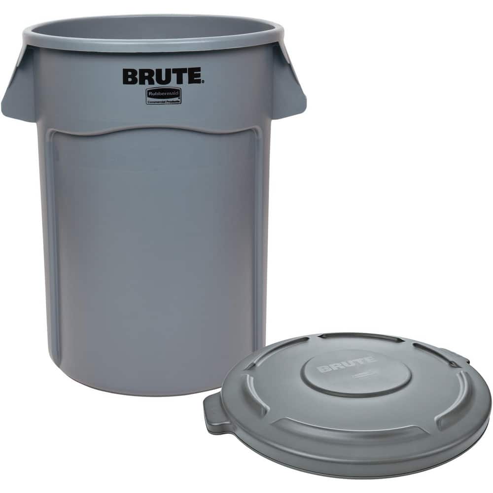 Trash Cans & Recycling Containers; Product Type: Trash Can; Container Capacity: 44 gal; Container Shape: Round; Container Material: Polyethylene; Color: Gray; Graphic: Trash Only; Features: USDA Approved; None; Includes: Round Gray Container Lid; Bute Con