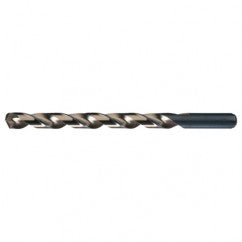 25/64 RHS / RHC HSS-CO 8% (M42) 135 Degree Split Point Cobalt Heavy Duty Taper Length Drill - Straw / Gold Oxide - Exact Industrial Supply