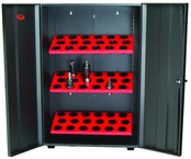 Wall Tree Locker - Hold 18 Pcs. 40 Taper - Textured Black with Red Shelves - Exact Industrial Supply