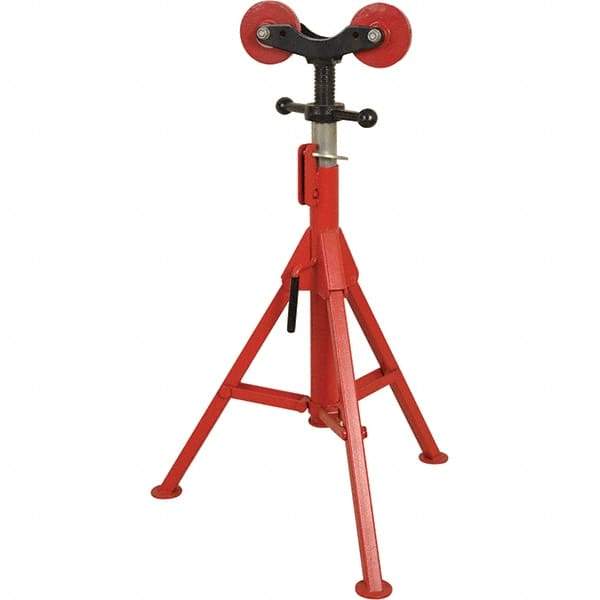 Rothenberger - 1/2" to 16" Pipe Capacity, Folding Pipe Stand with 2 Roller Head - 27" to 50" High, 2,500 Lb Capacity - Exact Industrial Supply