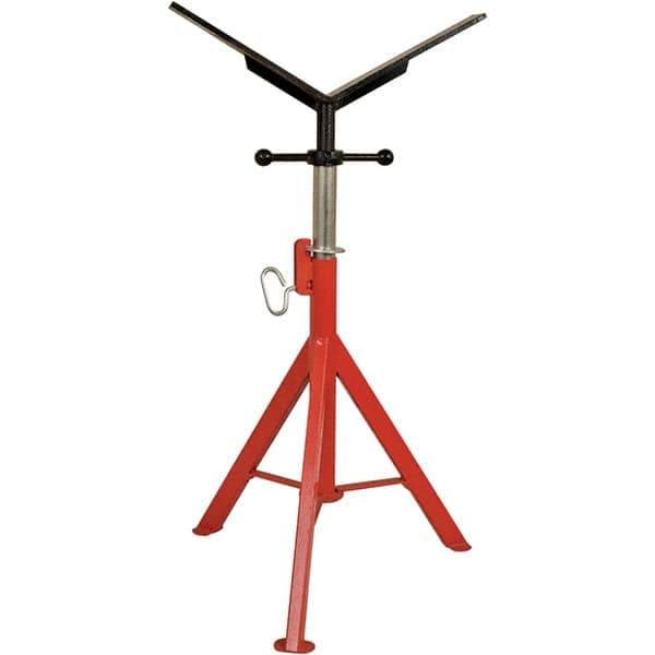 Rothenberger - 1/2" to 16" Pipe Capacity, Portable Folding Vee-Head Stand - 27" to 50" High, 2,500 Lb Capacity - Exact Industrial Supply