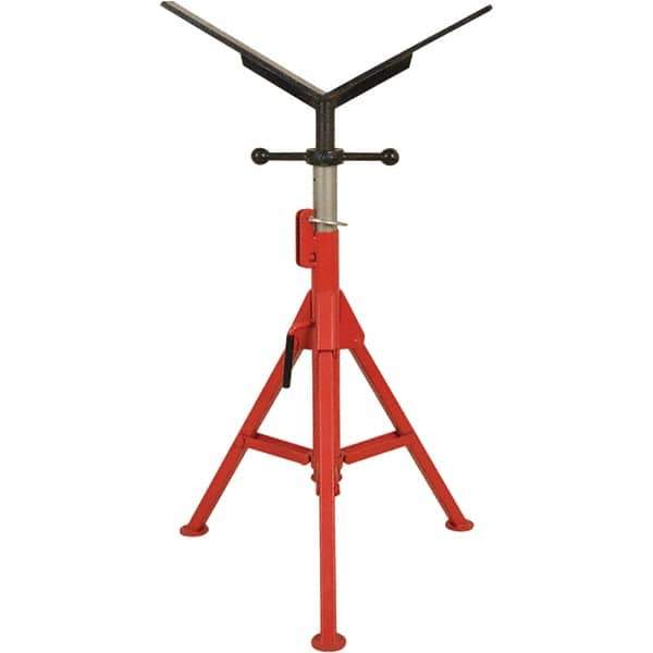 Rothenberger - 1/2" to 16" Pipe Capacity, Portable Folding Vee-Head Stand - 27" to 50" High, 2,500 Lb Capacity - Exact Industrial Supply