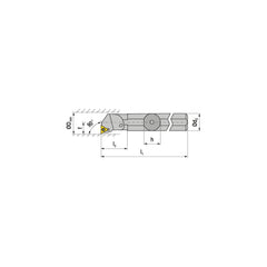 Indexable Boring Bar:  A16M STFCR 11,  20.00 mm Min Bore,  16.00 mm Shank Dia,  90.00&deg N/A Steel 150.0000″ OAL,  Screw Clamping,