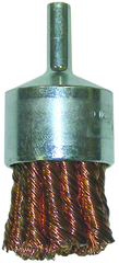 1-1/8" Knot Wire End Brush - .020; Bronze - Non-Sparking Wire Wheel - Exact Industrial Supply