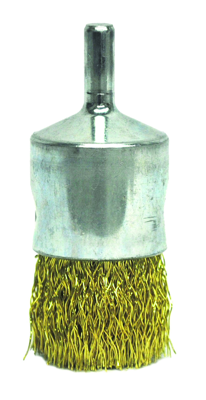 1" Crimped Wire End Brush - .0118 Brass - Non-Sparking Wire Wheel - Exact Industrial Supply