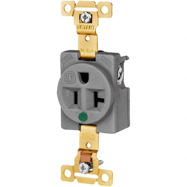 Bryant Electric - Straight Blade Receptacles Receptacle Type: Single Receptacle Grade: Hospital - Exact Industrial Supply