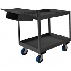 Order Picking Utility Cart: Gray Gray, Polyurethane Casters, 2 Shelves