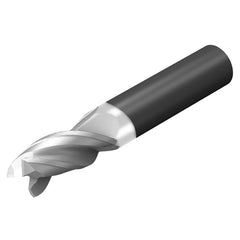 Corner Radius End Mill: 3/4″ Dia, 1″ LOC, 0.19″ Radius, 3 Flutes, Solid Carbide 3″ OAL, 3/4″ Shank Dia, 35 ° Helix, ZrN Coated, Corner Radius End, Centercutting, Series CoroMill Dura