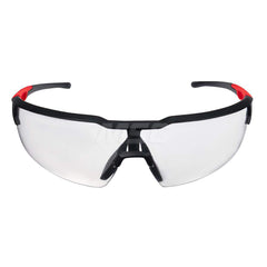 Safety Glass: Anti-Fog & Scratch-Resistant, Polycarbonate, Clear Lenses Black & Red Frame