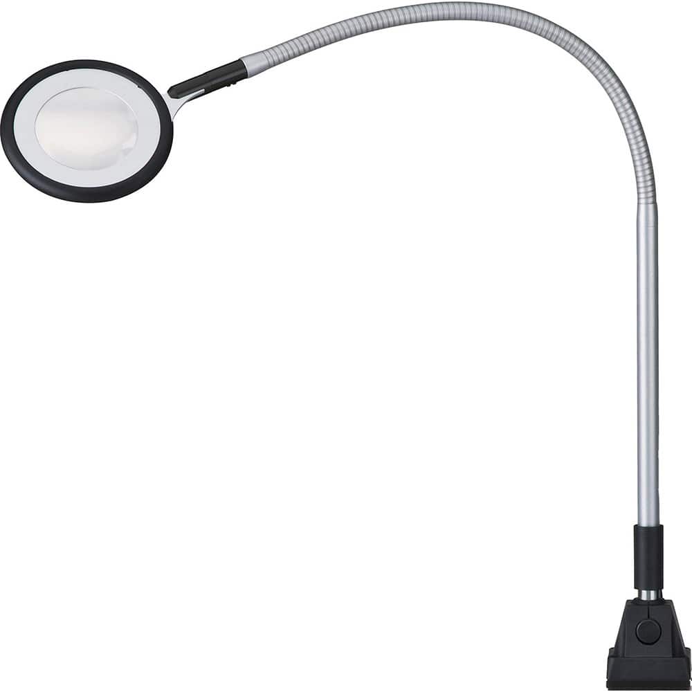 Waldmann Lighting - Task Lights; Fixture Type: Magnifying ; Color: Silver ; Lamp Type: LED ; Mounting Type: Screw Mount ; Adjustable Arm Type: Gooseneck ; Arm Length (Inch): 15.7 - Exact Industrial Supply