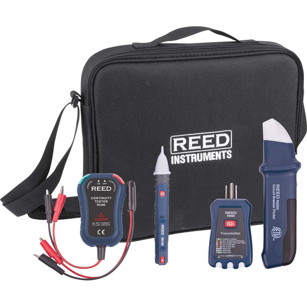 REED Instruments - Electrical Test Equipment Combination Kits; Kit Type: Troubleshooting Kit ; Maximum Voltage: 1000 VAC ; Number of Pieces: 4 ; PSC Code: 6625 ; Includes: R5500 Circuit Breaker Finder; R5300 Continuity Tester; R5100 Non-Contact AC Voltag - Exact Industrial Supply