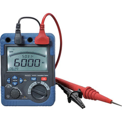 REED Instruments - Electrical Insulation Resistance Testers & Megohmmeters; Display Type: Digital LCD ; Power Supply: (8) C Batteries; AC Adapter ; Resistance Capacity (Megohm): 600 ; Maximum Test Voltage: 600 V ; Category Rating: CAT IV @ 600 V ; Accura - Exact Industrial Supply