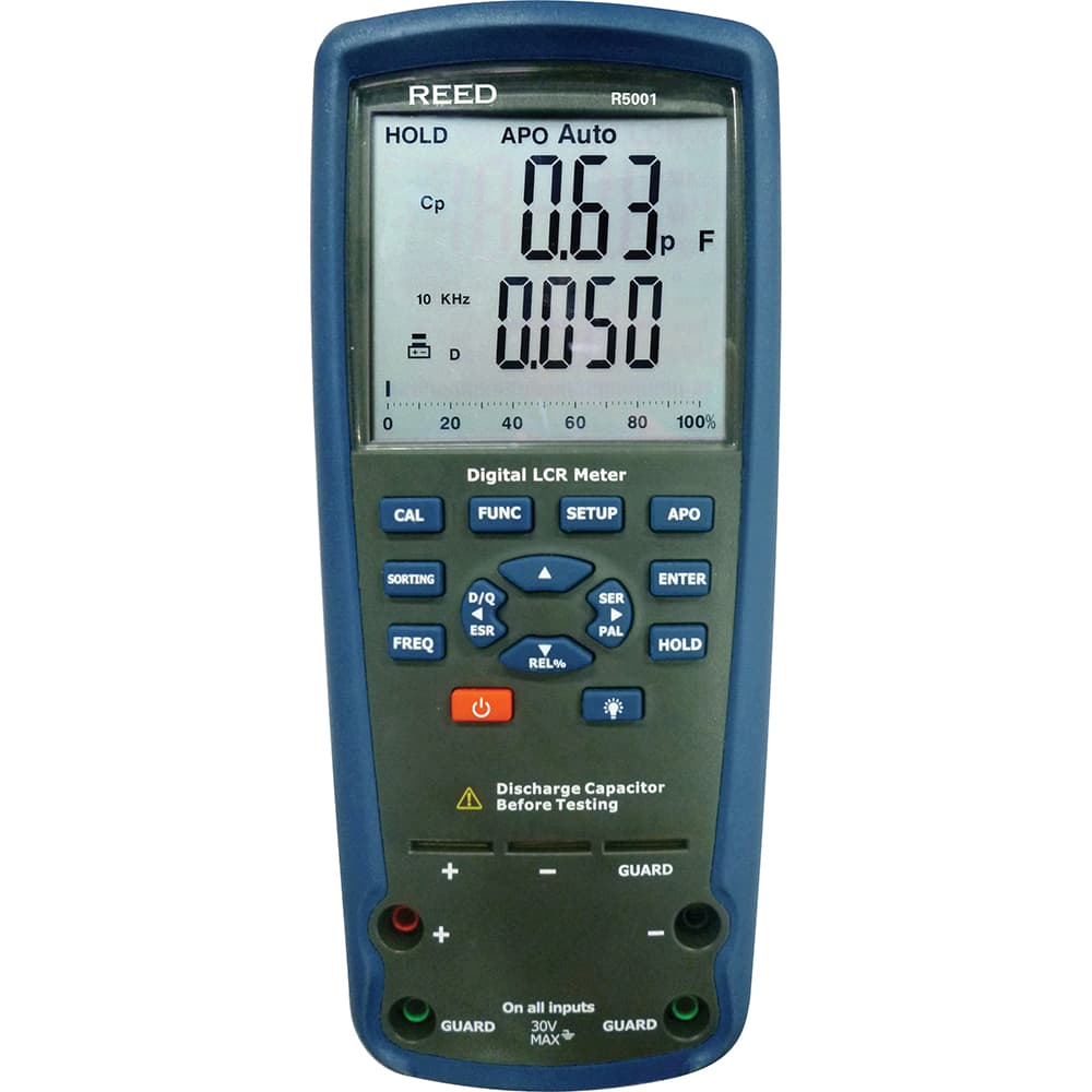REED Instruments - Multimeters; Multimeter Type: Auto Ranging; Digital; Passive Component LCR ; Measures: Inductance; Frequency; Resistance; Capacitance ; CAT Rating: 30V Max ; Maximum Capacitance (Microfarads): 2000.00 ; Maximum Resistance (Megohms): 20 - Exact Industrial Supply